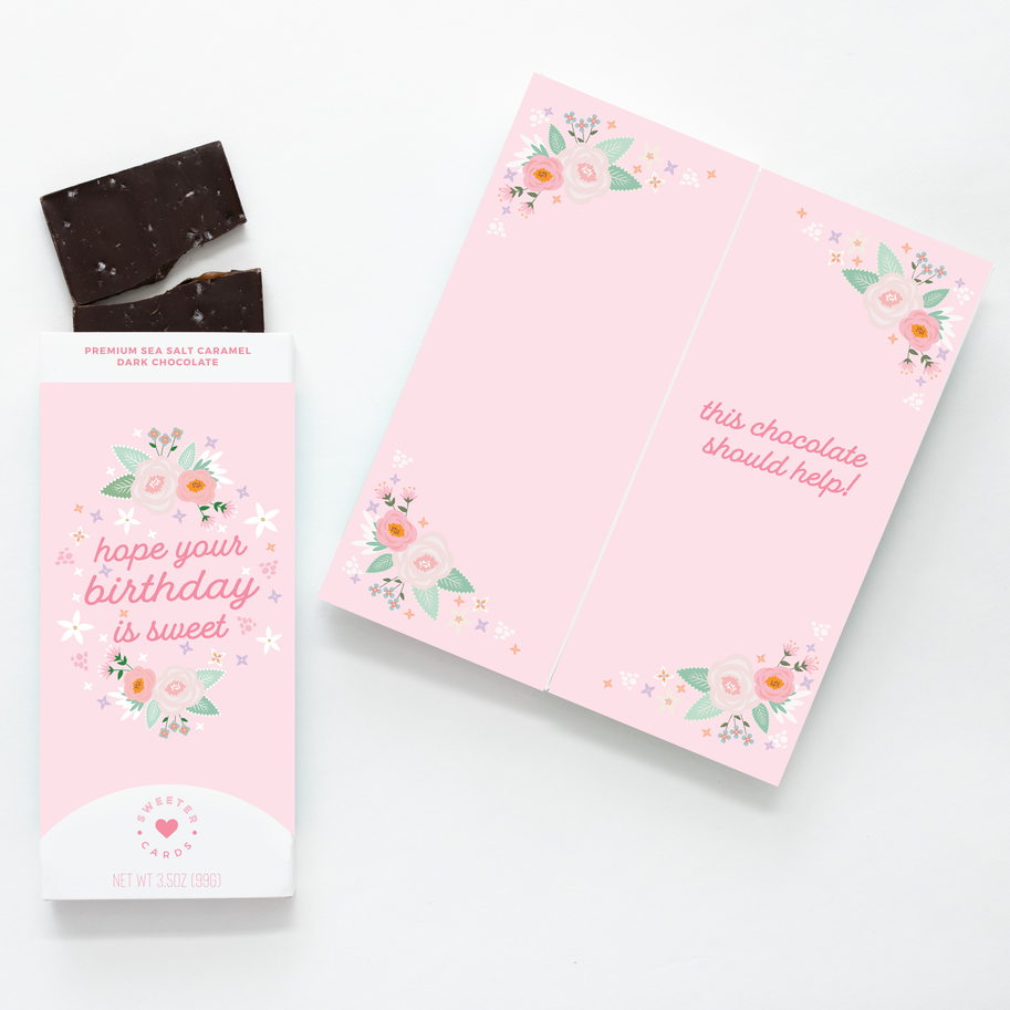 Sweeter Cards - 'Hope Your Birthday Is Sweet' Sea Salt Caramel Dark Chocolate Bar (3.5OZ).