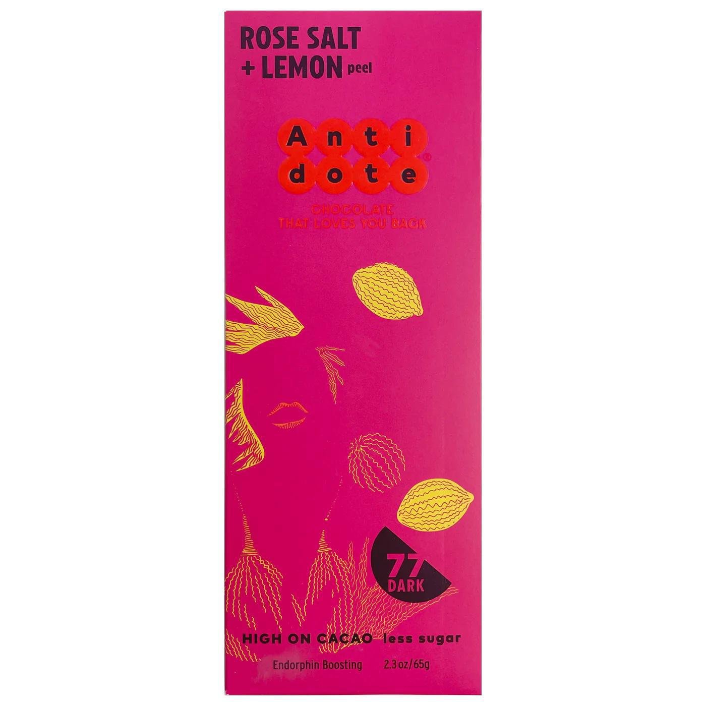 Antidote Chocolate - 'Rose Salt & Lemon' Bar (65G | 77%).