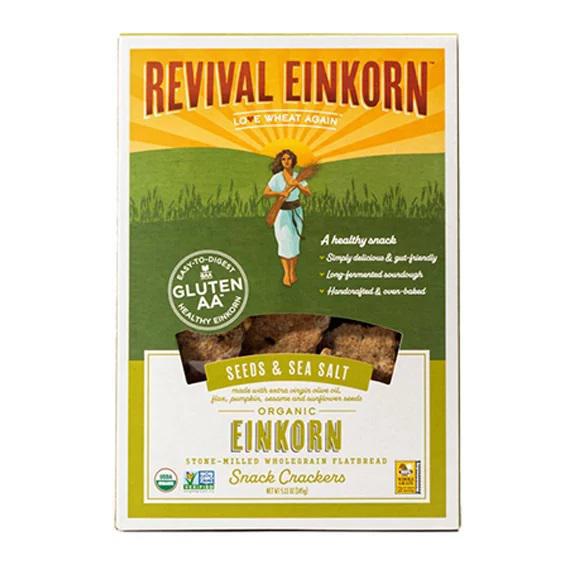 Revival Einkorn - 'Seeds & Sea Salt' Organic Einkorn Wholegrain Flatbread Crackers (145G).