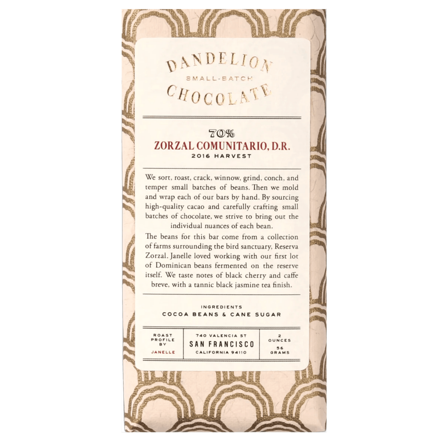Dandelion Chocolate - Zorzal Comunitario, Dominican Republic (2OZ | 70%)