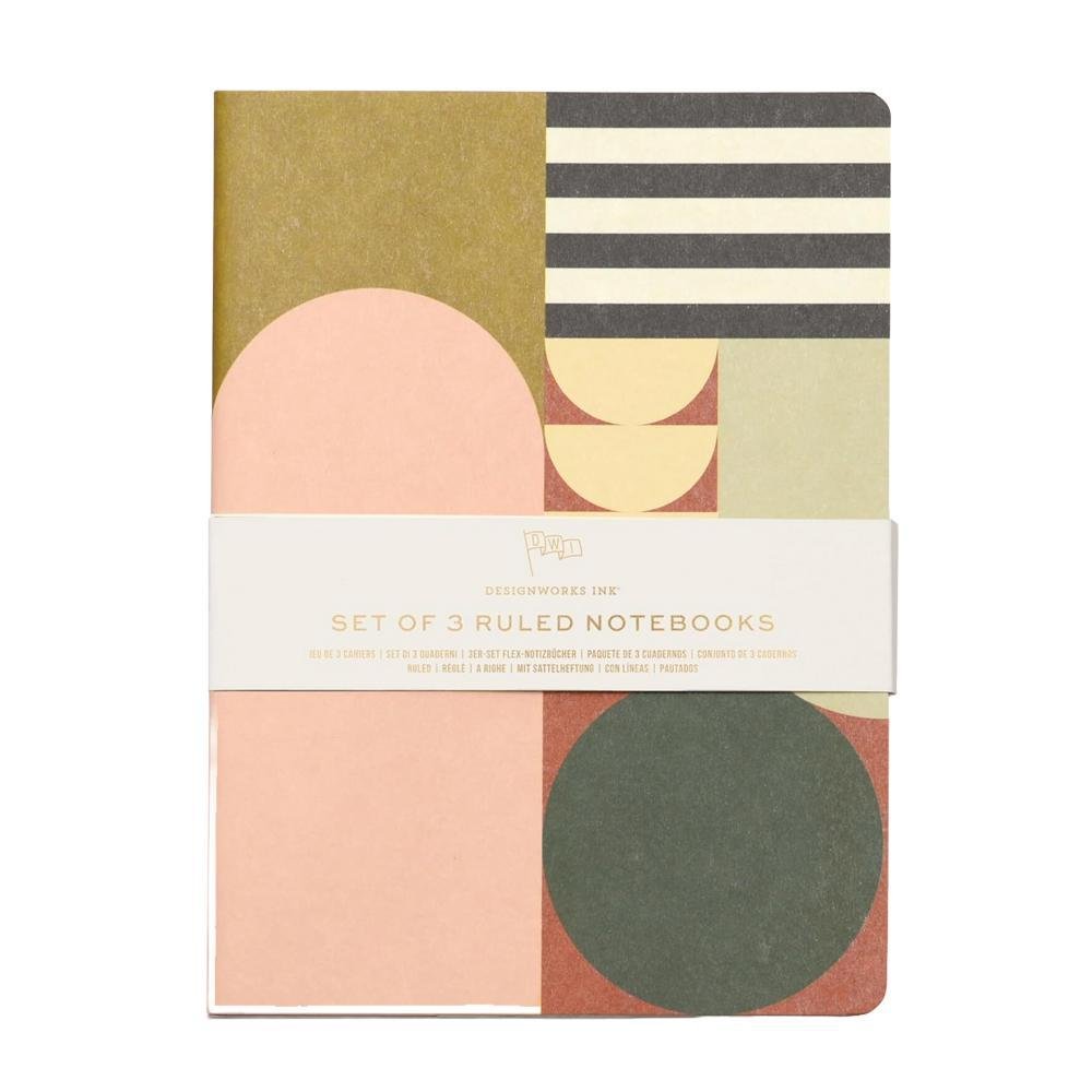 DesignWorks Ink - 'Mod Geo' Flex Notebooks w/ Saddle Stitch Spine (3CT).