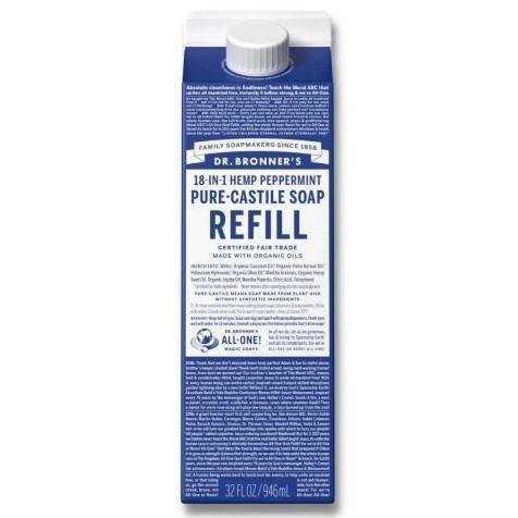 Dr. Bronner's - 'Peppermint' Pure-Castile Soap Refill (32OZ).