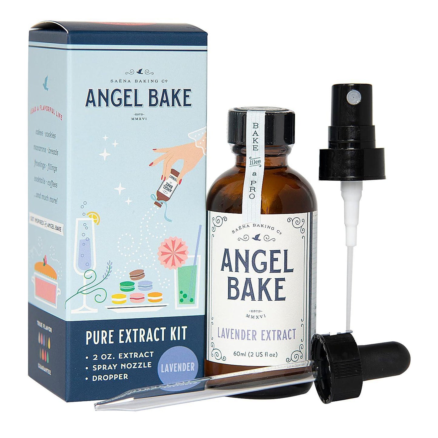 Angel Bake - 'Lavender' Pure Extract Kit w/ Spray Nozzle & Dropper (2OZ).