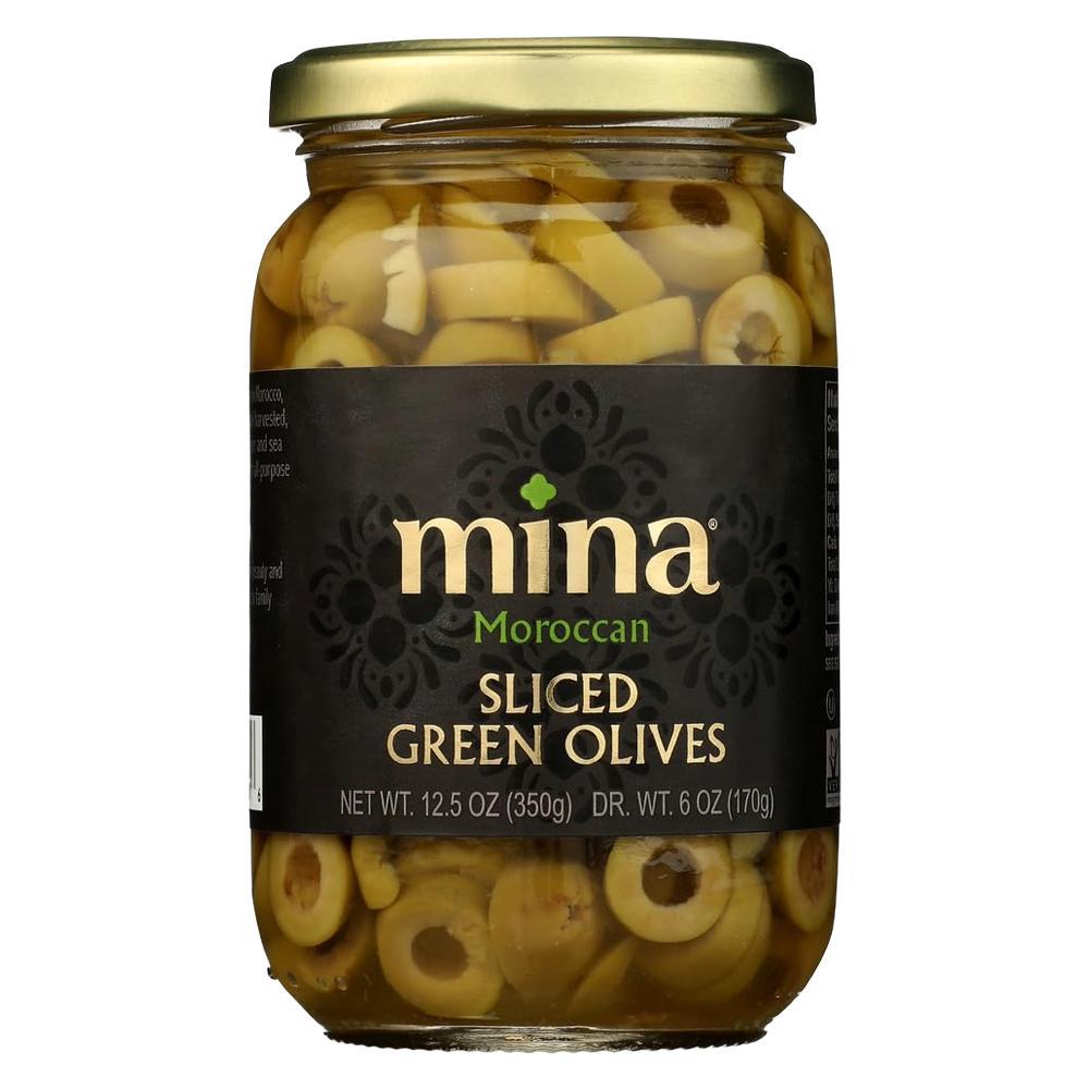 Mina - Moroccan Green Sliced Olives (12.5OZ) - The Epicurean Trader
