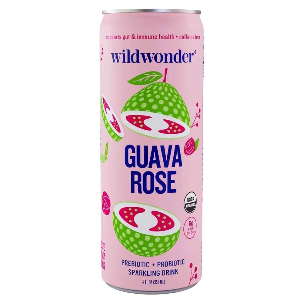 Wildwonder - 'Guava Rose' Organic Prebiotic + Probiotic Sparkling Drink (12OZ).