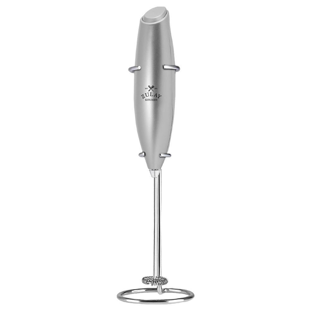 Zulay Kitchen - 'Silver' Handheld Milk Frother With Stand.