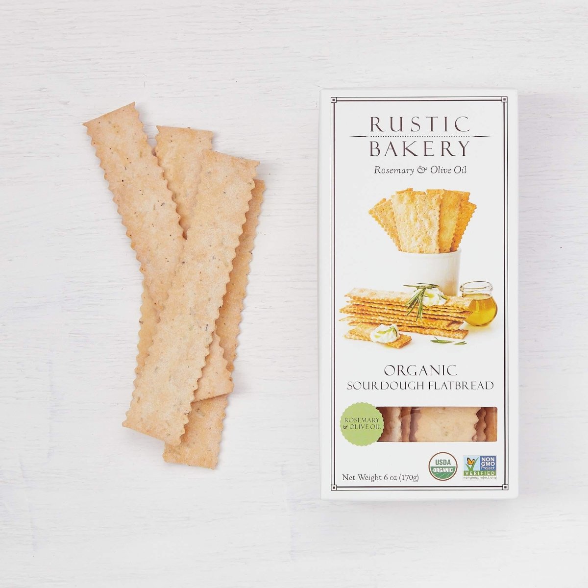 Rustic Bakery - 'Rosemary & Olive Oil' Organic Sourdough Flatbread Crackers (6OZ) - The Epicurean Trader