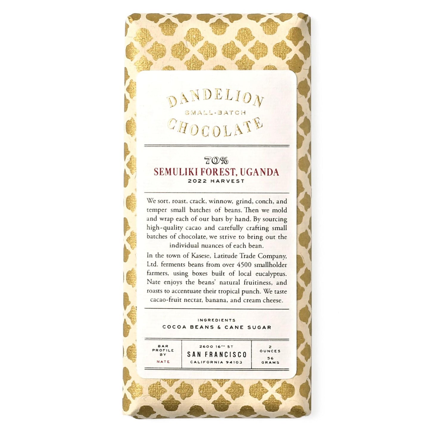 Dandelion Chocolate - Semuliki Forest, Uganda (70% | 2OZ)
