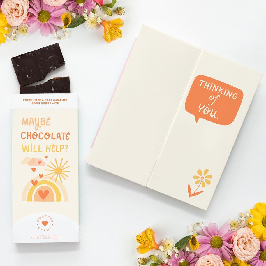 Sweeter Cards - 'Maybe Chocolate Will Help?' Sea Salt Caramel Dark Chocolate Bar (3.5OZ)