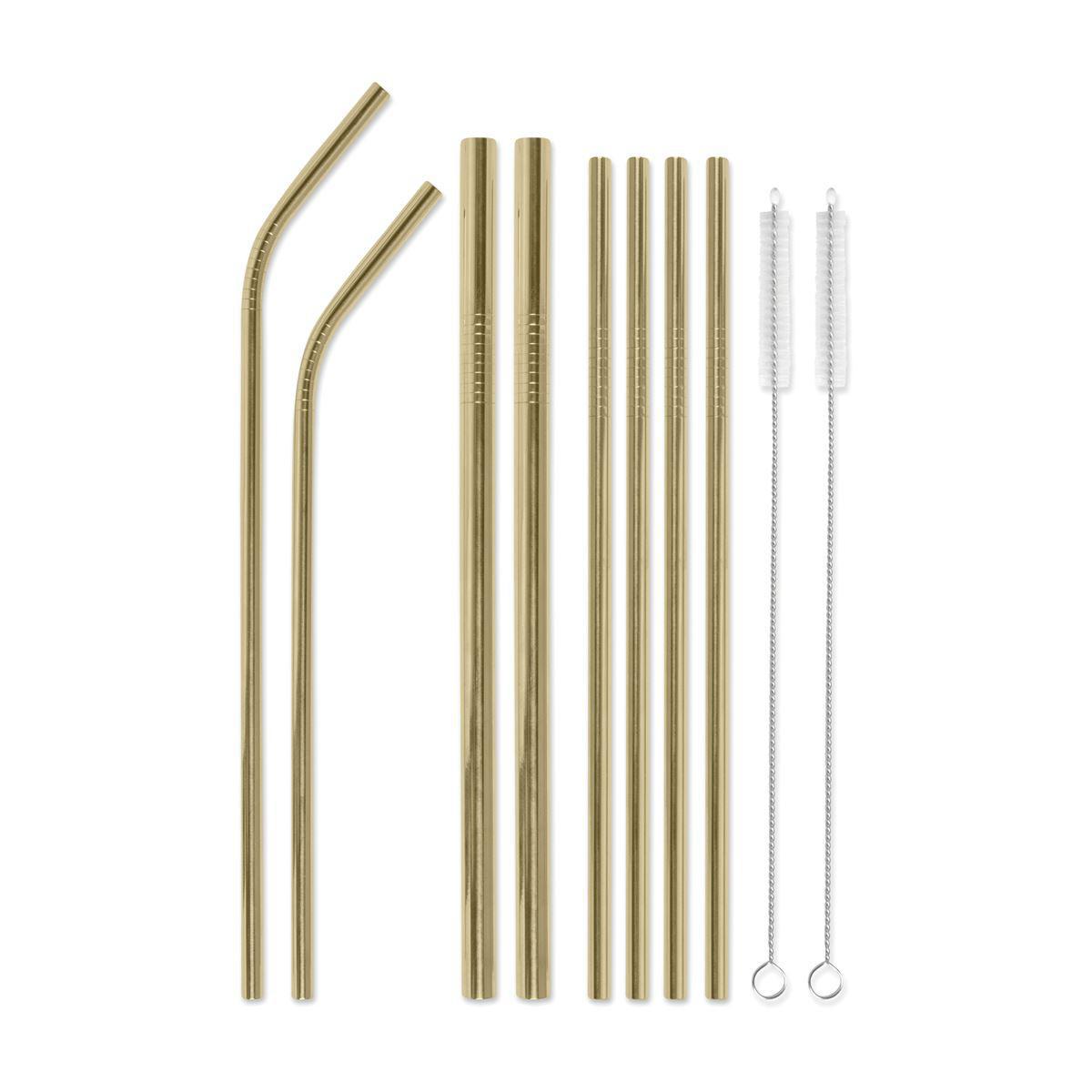 Designworks Ink - 'Sippity Doo Dah' Stainless Steel Gold Straw Set