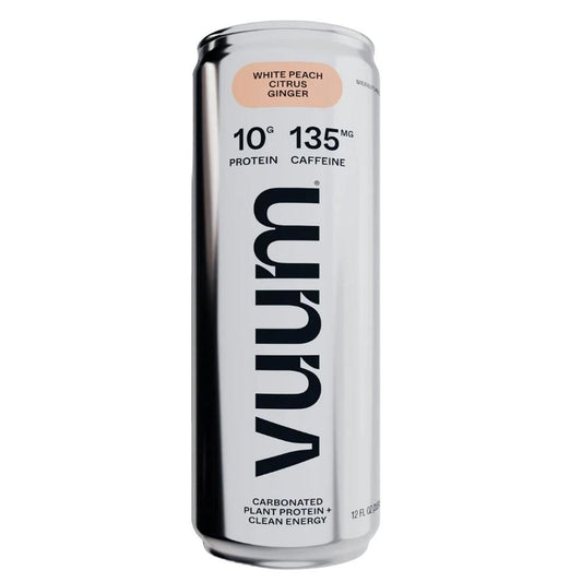 VUUM - 'White Peach Citrus Ginger' Carbonated Plant Protein Energy Drink (12OZ)