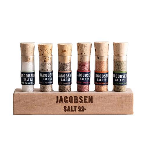 Jacobsen Salt Co - 6 - Vial 'Infused Sea Salts' Set w/ Wooden Stand