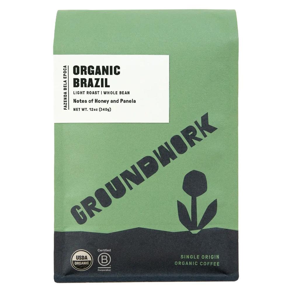 Groundwork Coffee - 'Organic Brazil' Light Roast Coffee Beans (12OZ)