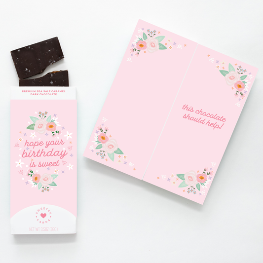 Sweeter Cards - 'Hope Your Birthday Is Sweet' Sea Salt Caramel Dark Chocolate Bar (3.5OZ)
