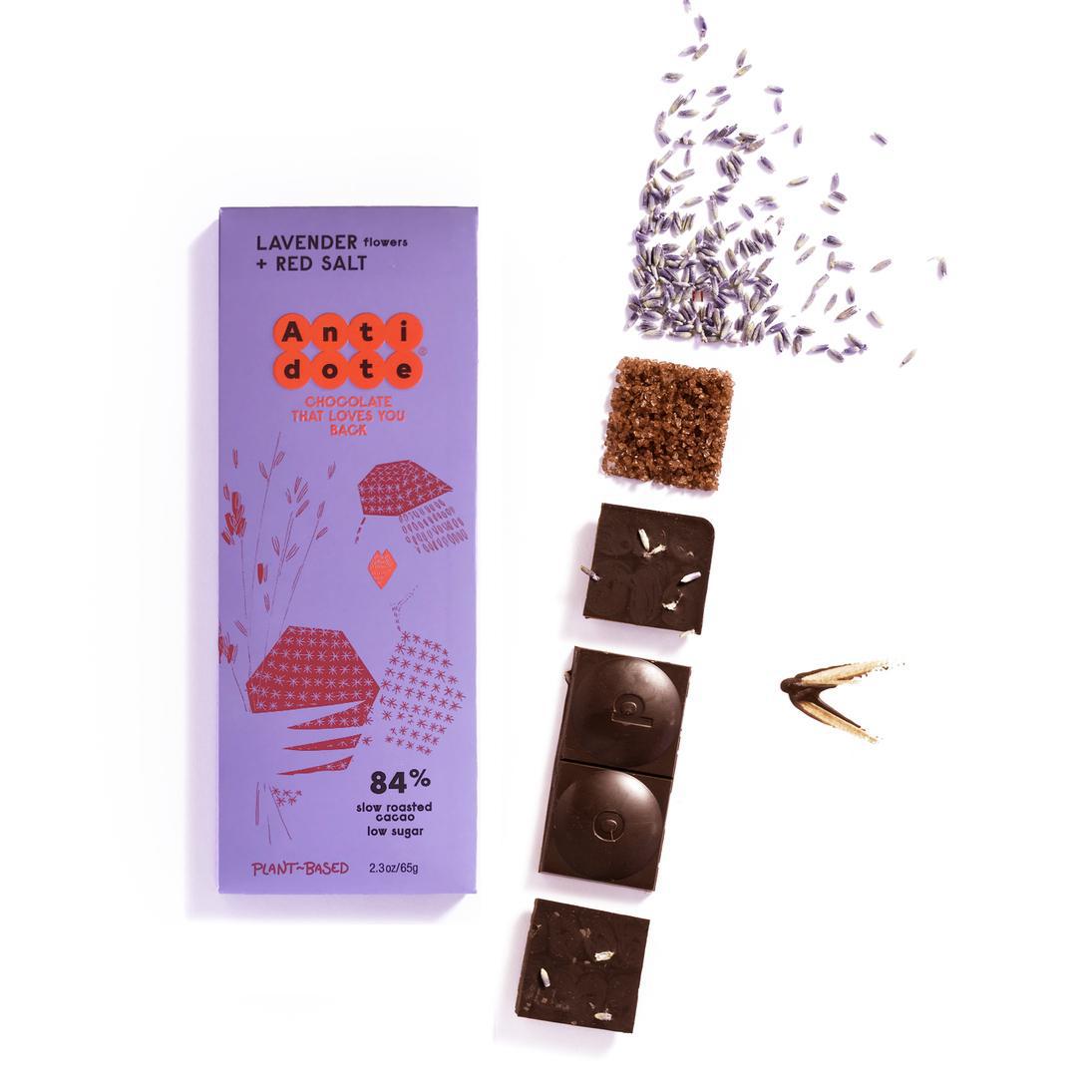 Antidote Chocolate - 'Lavender Flowers & Red Salt' Bar (65G | 84%)