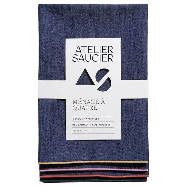 Atelier Saucier - 'Rainbow Denim' Napkins (4CT).