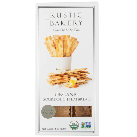 Rustic Bakery - 'Olive Oil & Sel Gris' Organic Sourdough Flatbread Crackers (6OZ)