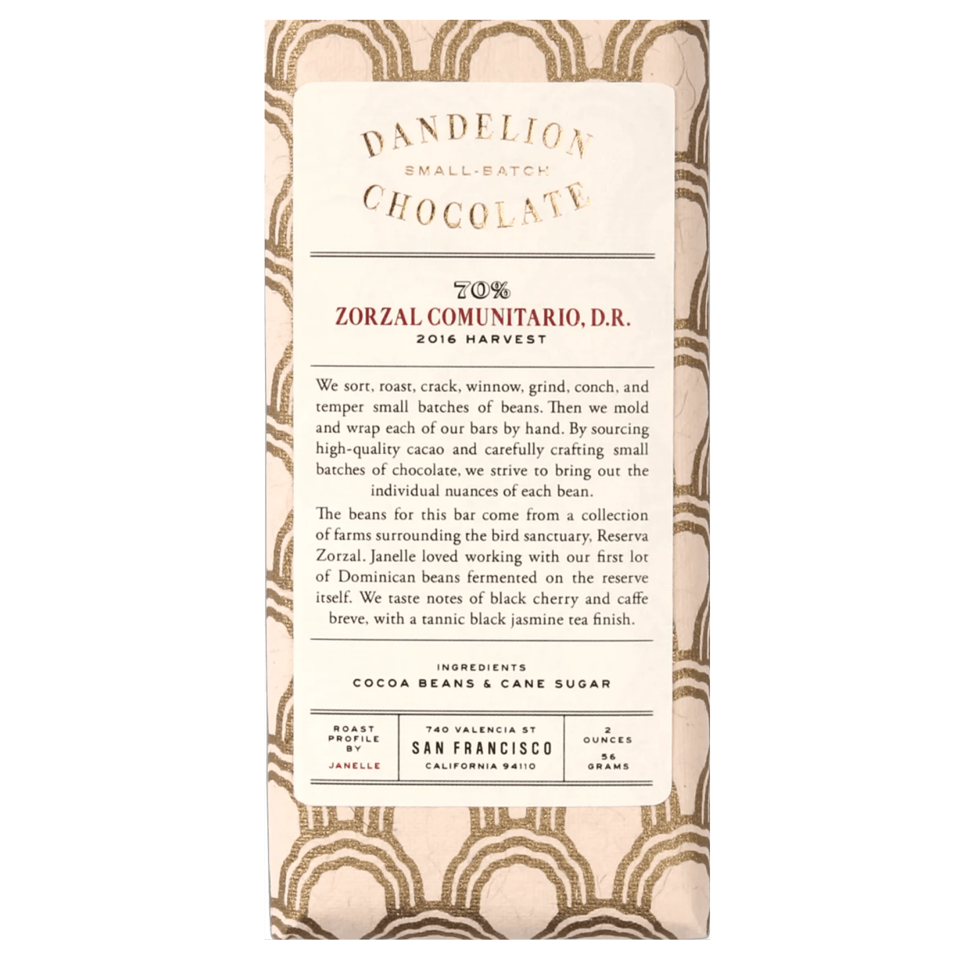Dandelion Chocolate - Zorzal Comunitario, Dominican Republic (2OZ | 70%)