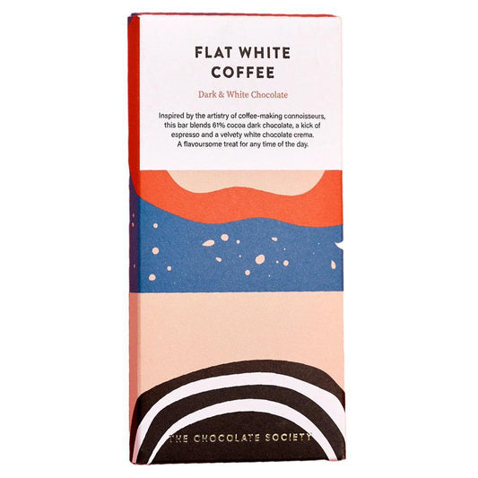 The Chocolate Society - 'Flat White Coffee' Dark & White Chocolate Bar (80G)