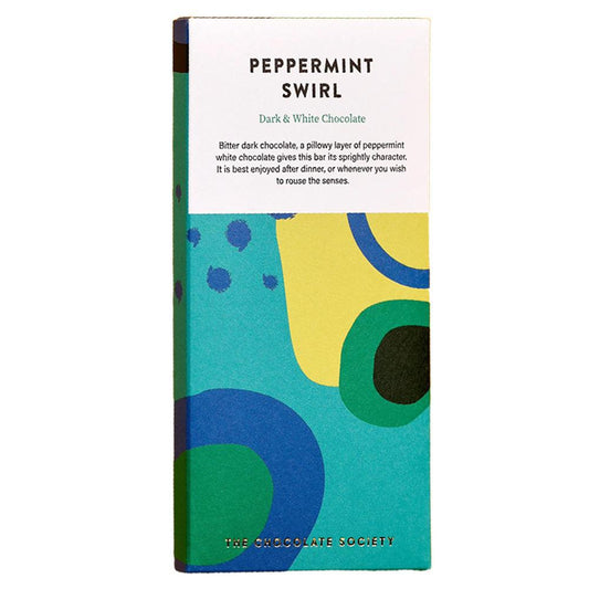 The Chocolate Society - 'Peppermint Swirl' Dark & White Chocolate Bar (80G)