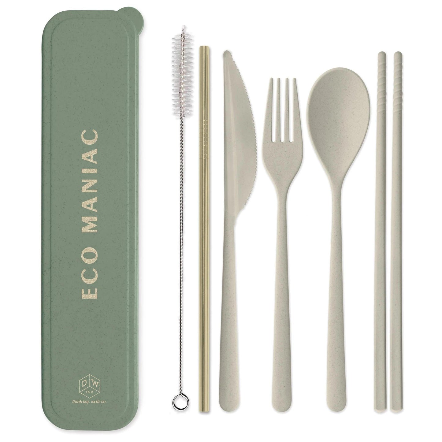 DesignWorks Ink - 'Eco Maniac' Portable Flatware Set w/ Gold Straw