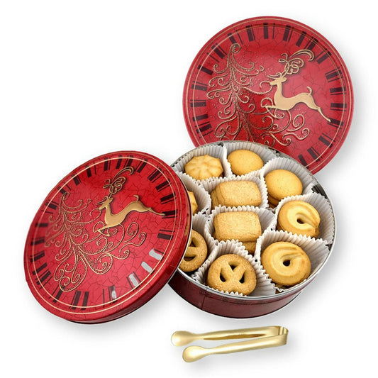 Jacobsens Of Denmark - 'Reindeer Embossed' Danish Butter Cookies In Christmas Tin (400G)