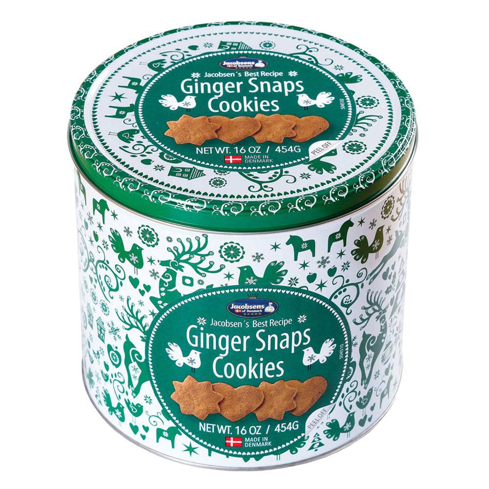 Jacobsens Of Denmark - 'Ginger Snaps' Cookies in Christmas Tin (16OZ)