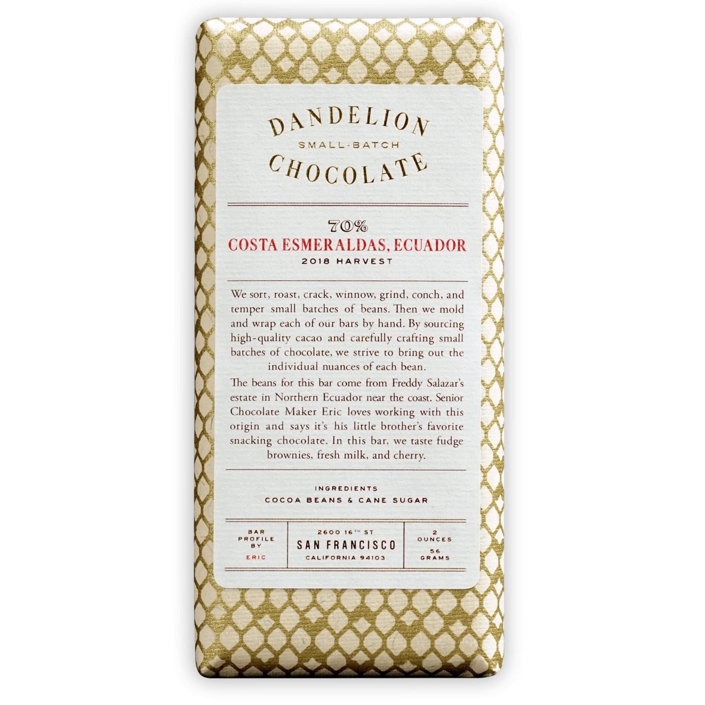 Dandelion Chocolate - Costa Esmeraldas, Ecuador (2OZ | 70%)