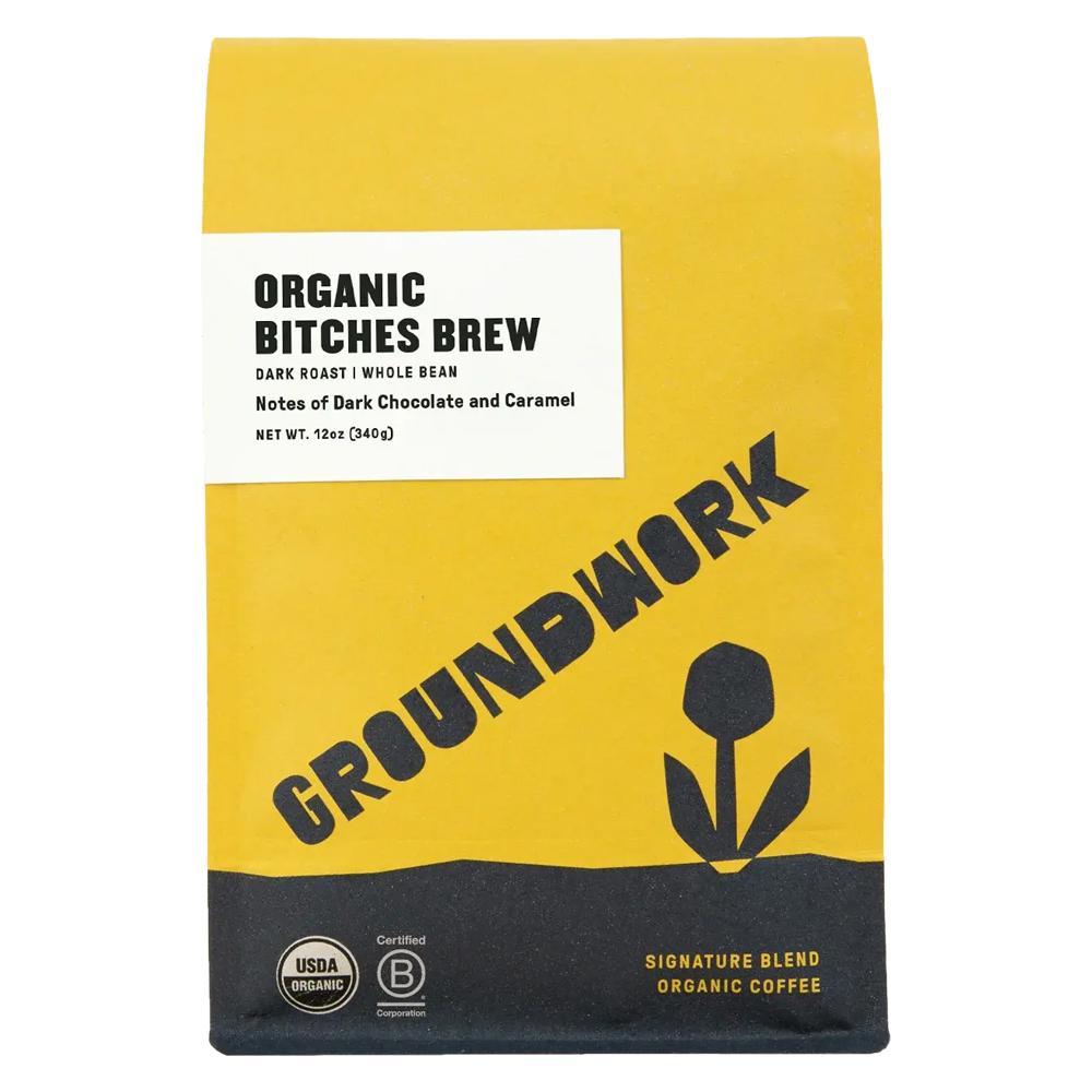 Groundwork Coffee - 'Organic Bitches Brew' Dark Roast Coffee Beans (12OZ)