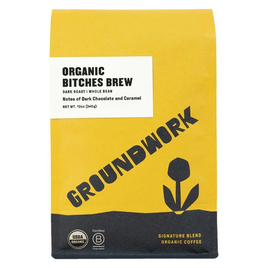 Groundwork Coffee - 'Organic Bitches Brew' Dark Roast Coffee Beans (12OZ)
