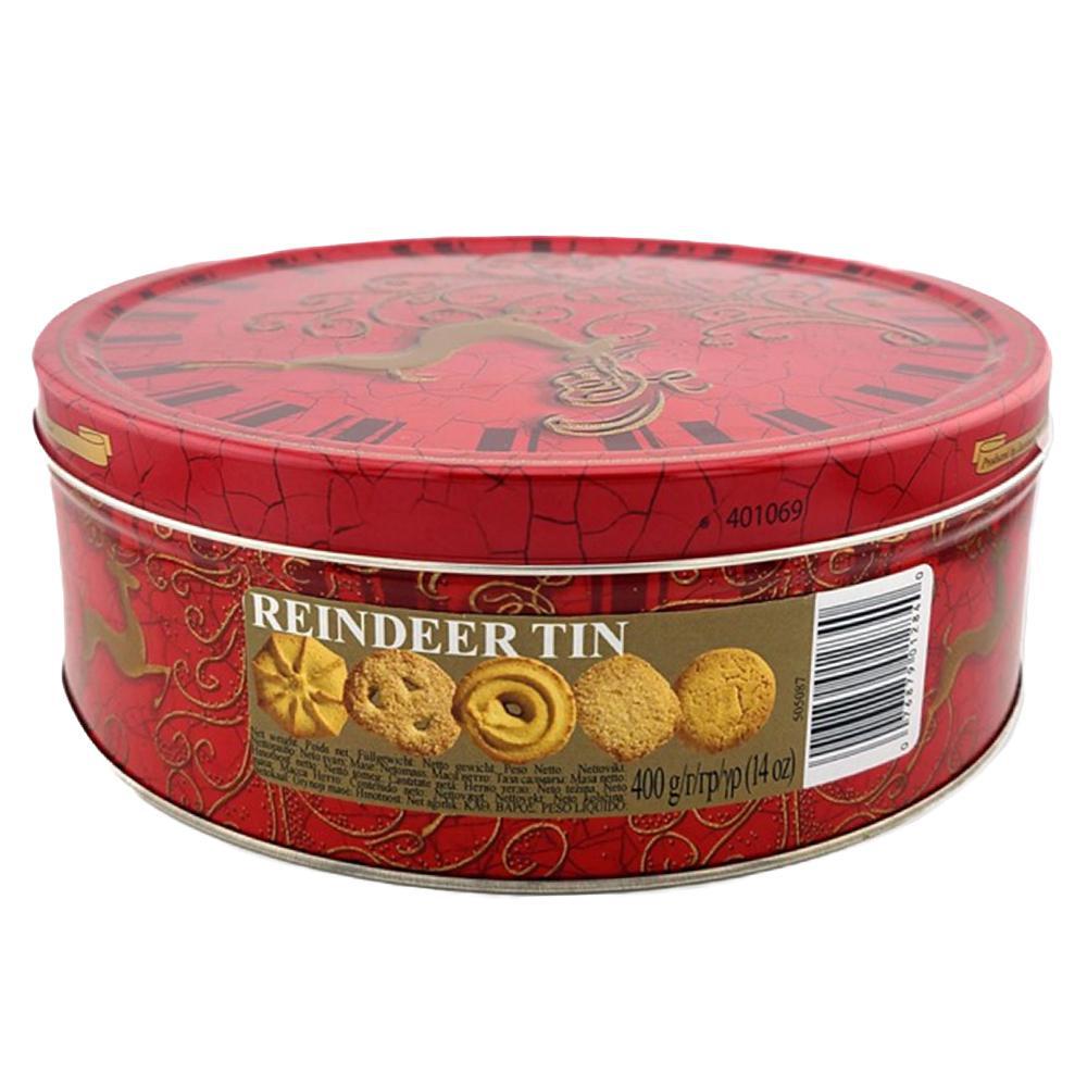 Jacobsens - 'Reindeer Embossed' Danish Butter Cookies in Tin (14.1OZ)