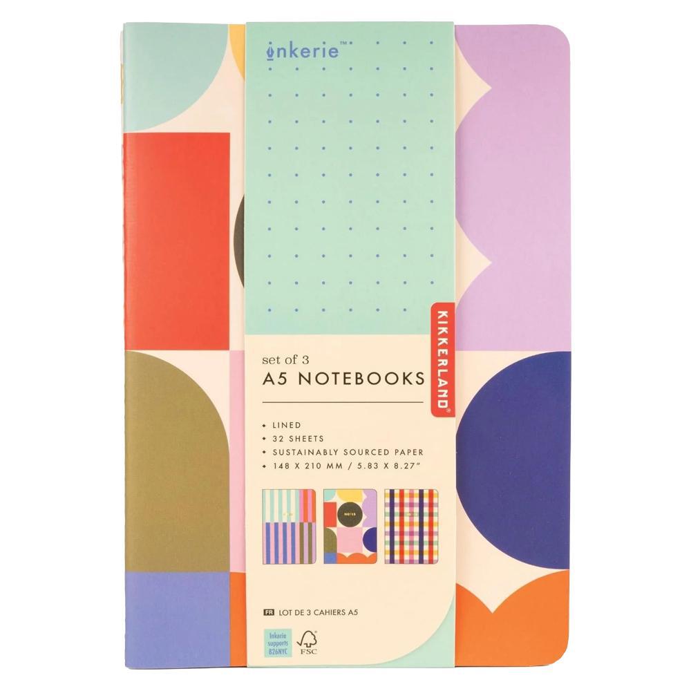 Kikkerland Design - 'Inkerie' A5 Notebooks (3CT)