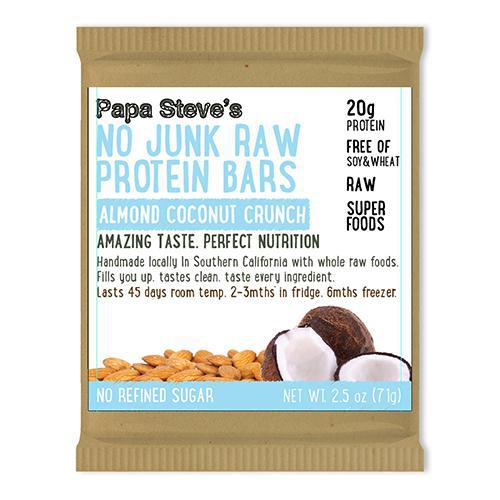 Papa Steve's - 'Almond Coconut Crunch' No Junk Raw Protein Bar (2.5OZ) - The Epicurean Trader