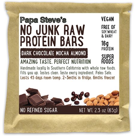 Papa Steve's - 'Dark Chocolate Mocha Almond' No Junk Raw Protein Bar (2.5OZ) - The Epicurean Trader