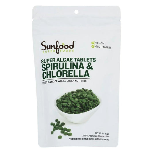 Sunfood Superfoods - 'Spirulina And Chlorella' Super Algae Tablets (4OZ)