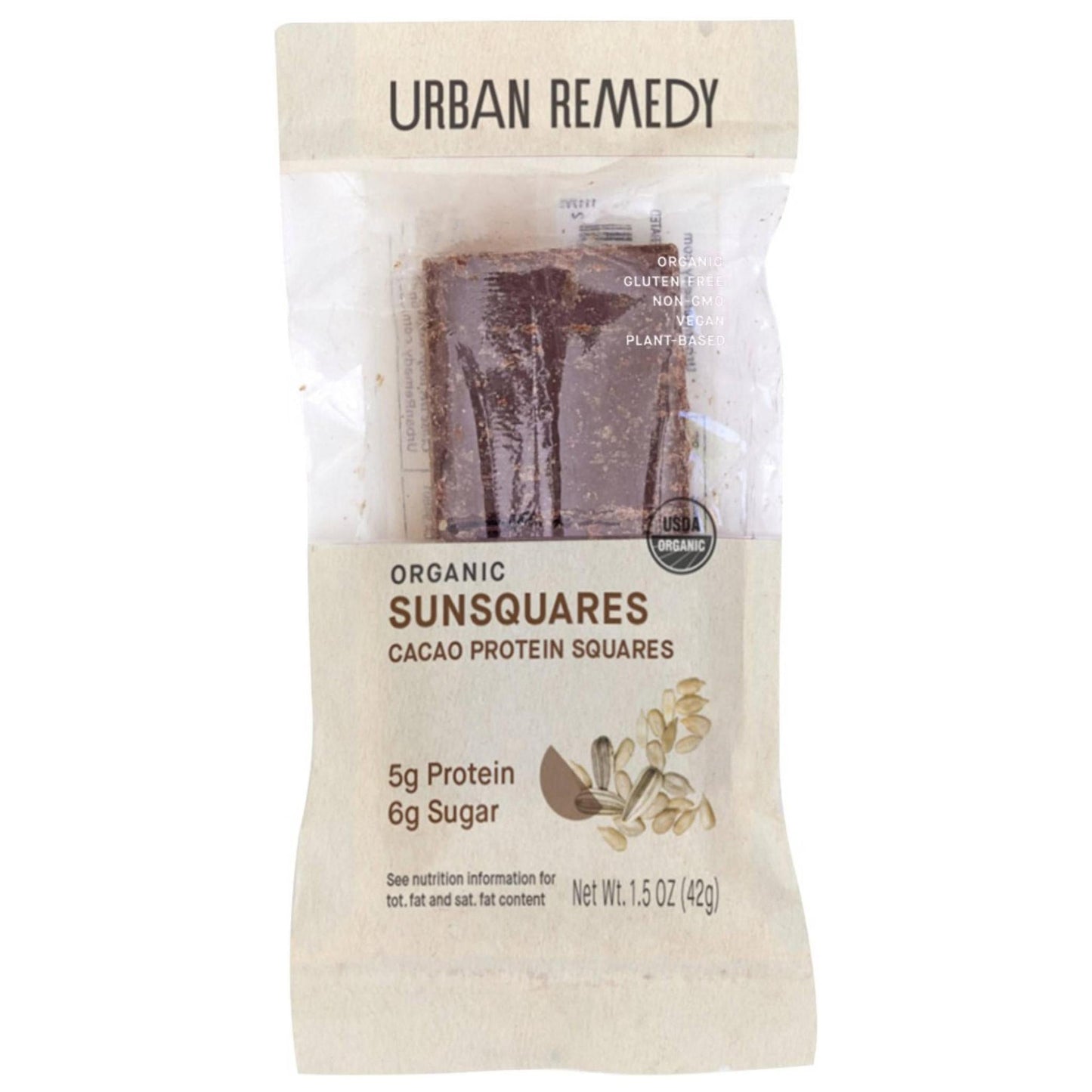 Urban Remedy - 'SunSquares' Cacao Sunflower Butter Squares (1.5OZ) - The Epicurean Trader