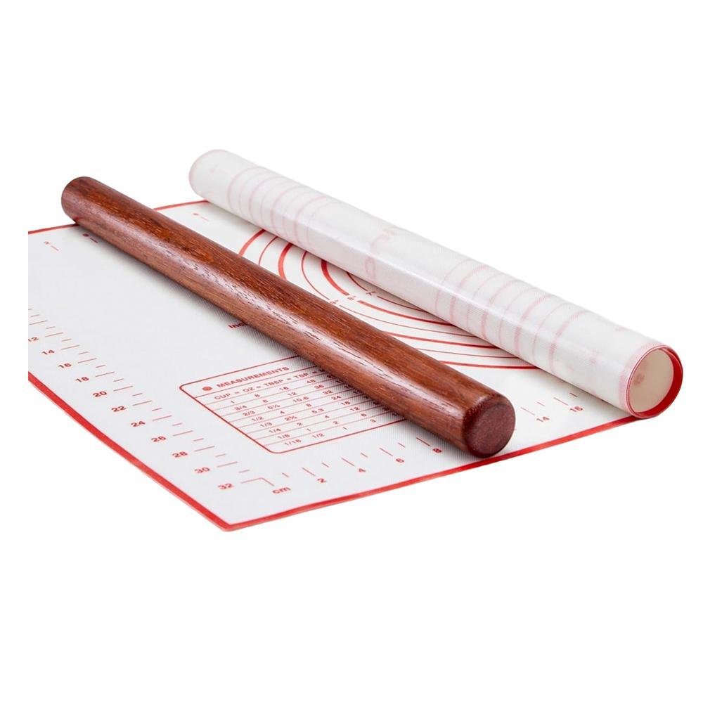 Vinoil - Rosewood Rolling Pin w/ Pastry Mat Set (2CT)