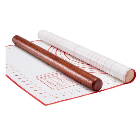 Vinoil - Rosewood Rolling Pin w/ Pastry Mat Set (2CT)