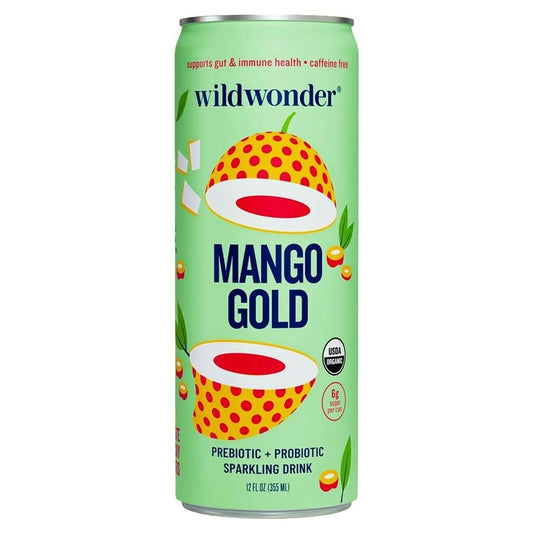 Wildwonder - 'Mango Gold' Organic Prebiotic + Probiotic Sparkling Drink (12OZ)