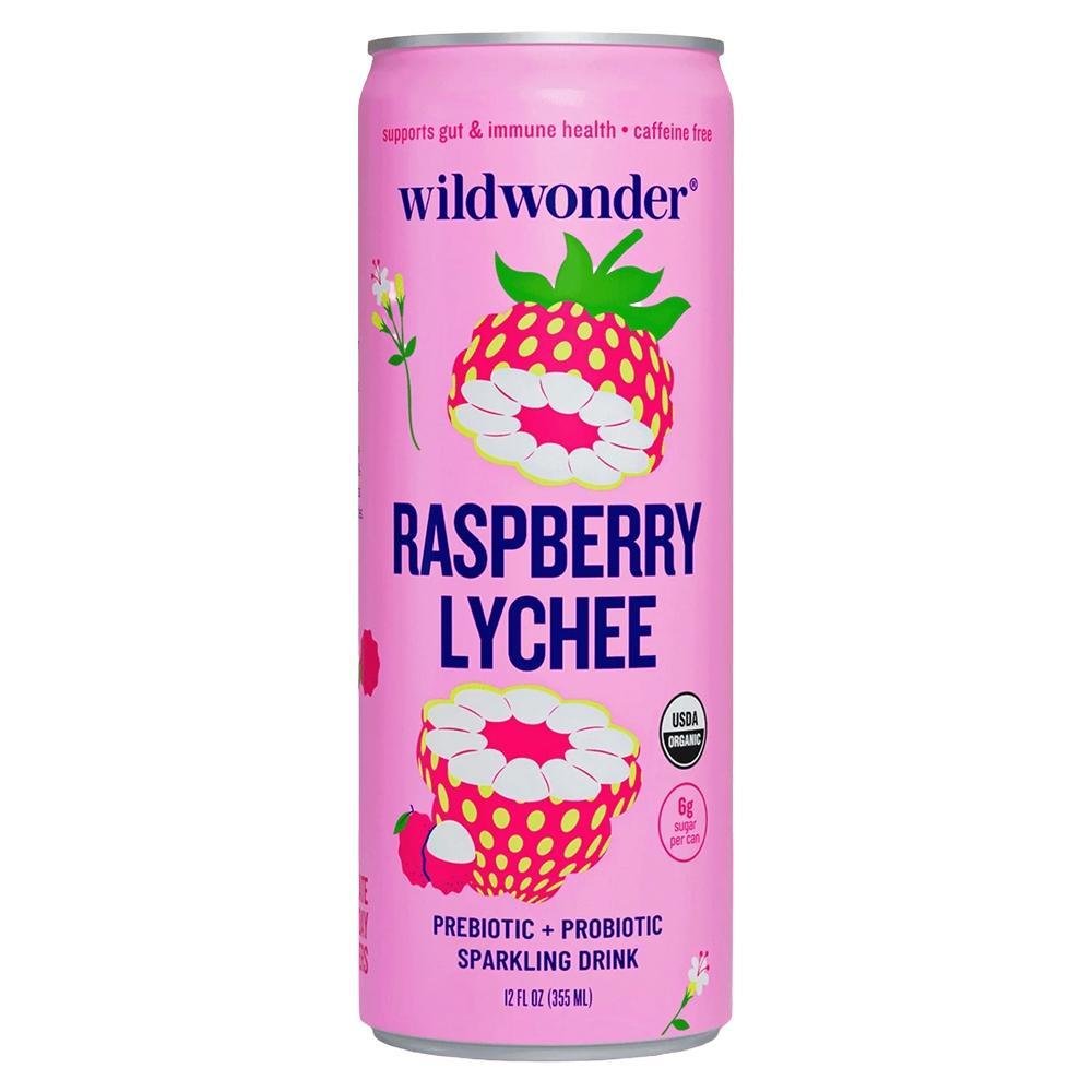 Wildwonder - 'Raspberry Lychee' Organic Prebiotic + Probiotic Sparkling Drink (12OZ)