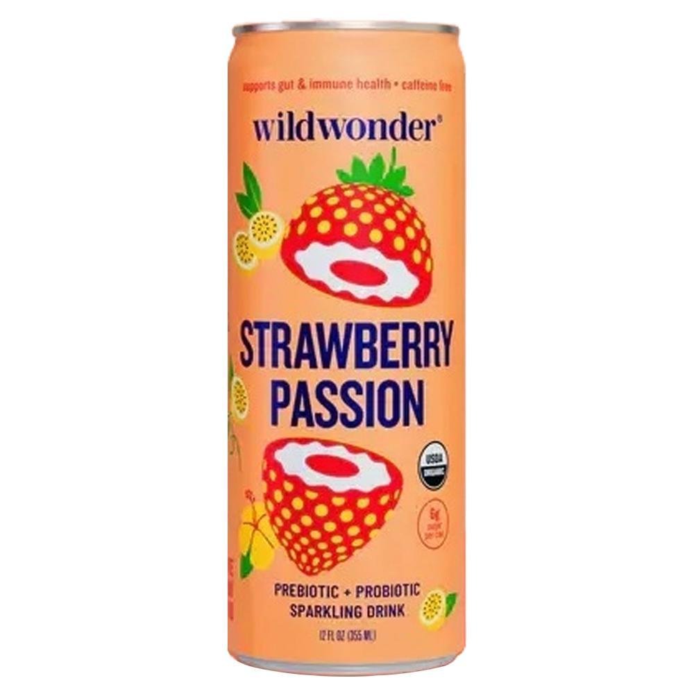 Wildwonder - 'Strawberry Passion' Organic Prebiotic + Probiotic Sparkling Drink (12OZ).