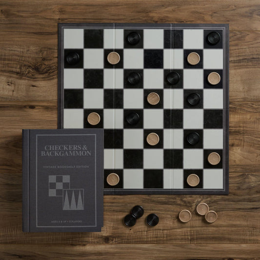 WS Game Company - 'Checkers & Backgammon' Vintage Bookshelf Edition