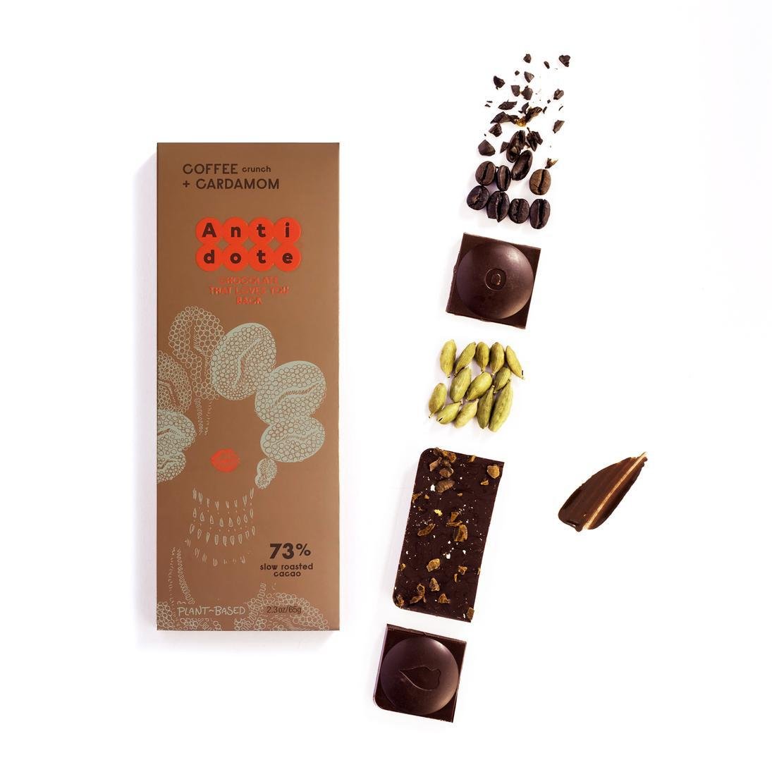 Antidote Chocolate - 'Coffee Crunch & Cardamom' Bar (65G | 73%) - The Epicurean Trader