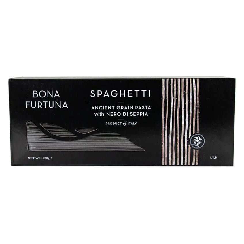 Bona Furtuna - Ancient Grain Spaghetti w/ Nero di Seppia (500G) - The Epicurean Trader