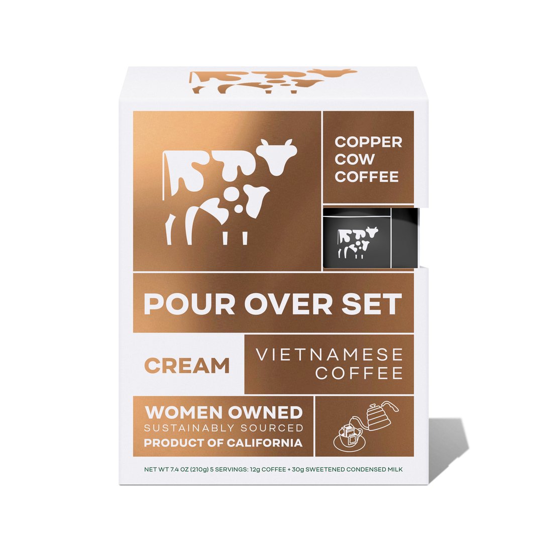 Copper Cow Coffee - 'Classic' Vietnamese Pour Over Coffee Kit incl. Creamer (5PK) - The Epicurean Trader