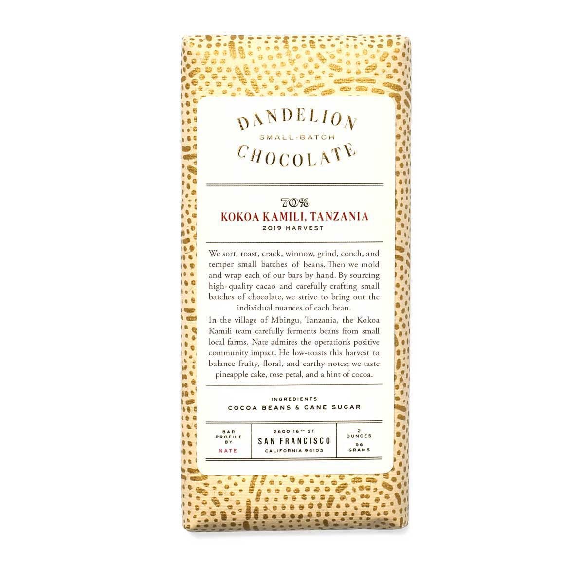 Dandelion Chocolate - Kokoa Kamili, Tanzania (2OZ | 70%) - The Epicurean Trader