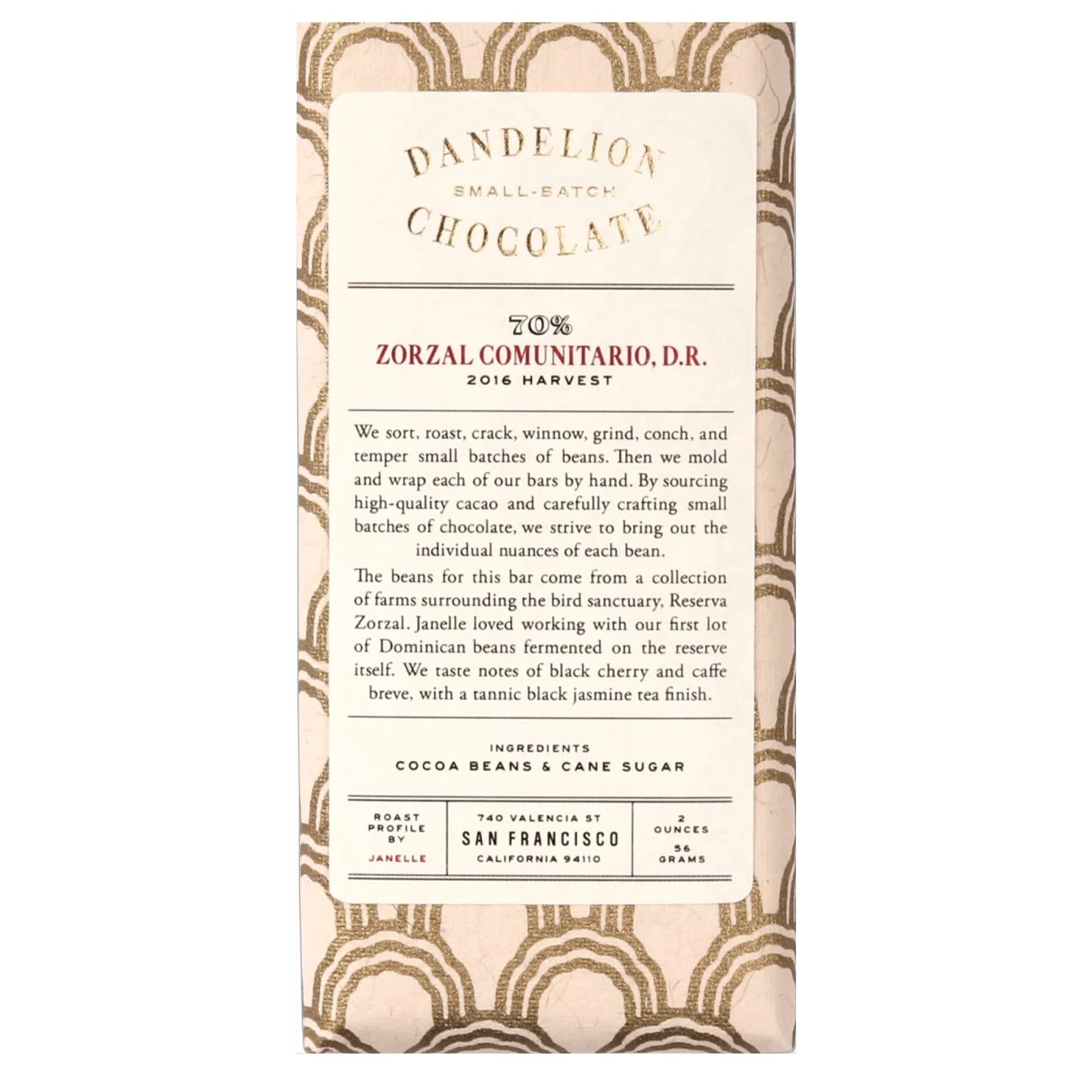 Dandelion Chocolate - Zorzal Comunitario, Dominican Republic (2OZ | 70%) - The Epicurean Trader