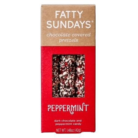 Fatty Sundays - 'Peppermint' Chocolate Covered Pretzels (42G) - The Epicurean Trader