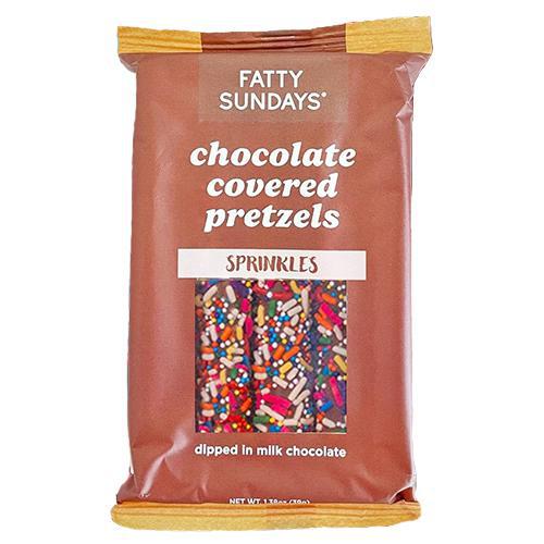 Fatty Sundays - 'Sprinkles' Chocolate Covered Pretzels (42G) - The Epicurean Trader