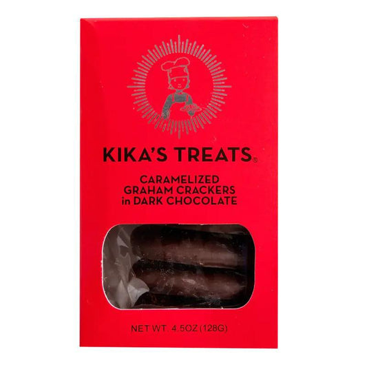 Kika's Treats - Caramelized Graham Crackers w/ Dark Chocolate (4.5OZ) - The Epicurean Trader